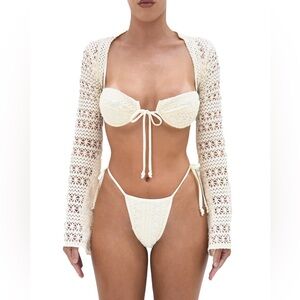 NWT Cream crochet bolero top / swim cover up
